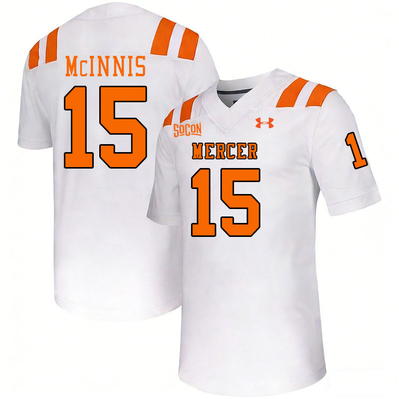 Mercer Bears #15 Kobe McInnis College Football Jerseys,Uniforms Stitched-White